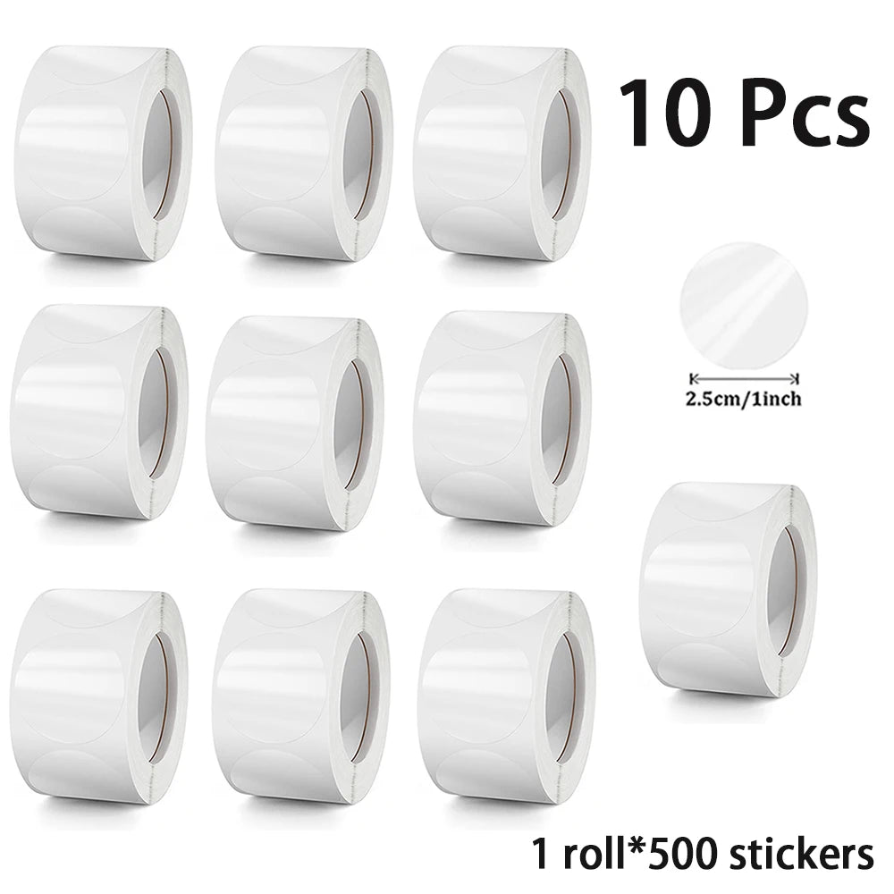 1"/1.5" Round Clear PVC Stickers Crystal Transparent Envelope Tab Sealer Retail Package Clear Seal Self Adhesive Label Sticker Qme 2.5cm - 10 roll