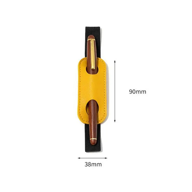 Elastic Band PU Leather Pen Holder Creative Anti-lost Notebook Clip Qme