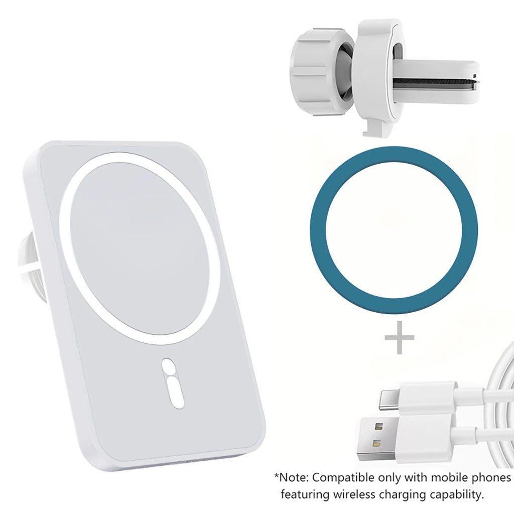 Magnetic Wireless Car Charger Phone Holder 17 16 15 14 13 12 Max Fast Qme WHITE
