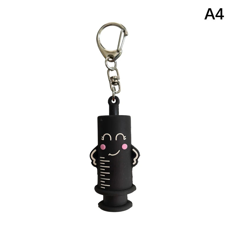 Syringe-shaped Ampoule Bottle Opener Keychain Rubber Cutter Aid Qme A4