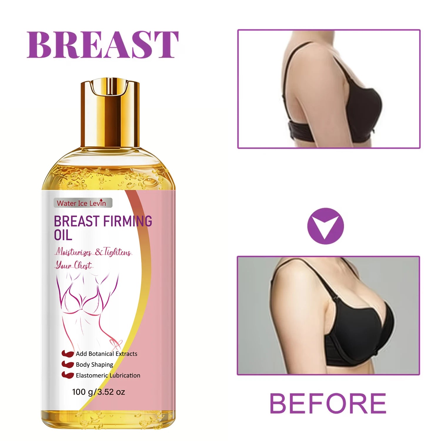 Breast Tightening Oil with Collagen & Hyaluronic Acid, Moisturizing & Firming Skin Qme