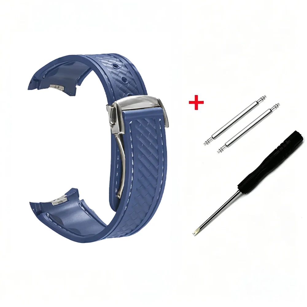 Rubber Watchband For Omega AT150 Seamaster 300 AQUA TERRA Diving watches straps Black Blue Silicone Watch Strap 20mm bracelet Qme GemUWSS 20MM width band