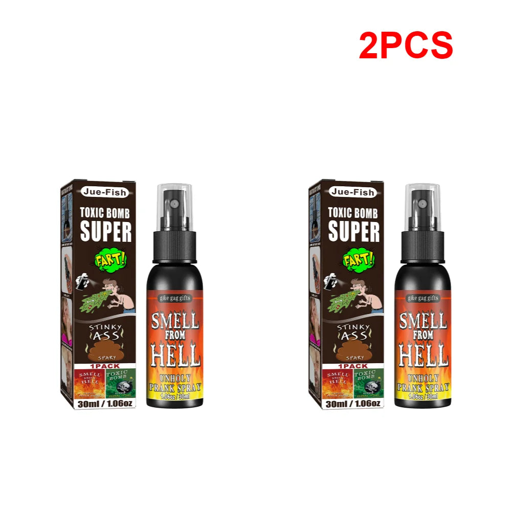 30ml Fart Gag Spray Prank Joke Plastic Spoof Odor Spray Party Supplies Terrible Stinky Fart Spray Non Toxic Halloween Funny Prop Qme hell 2PCS