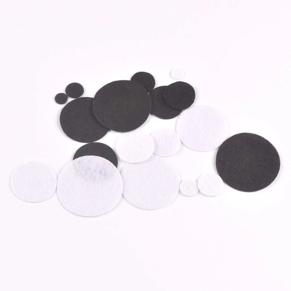 200Pcs Black White Round Felt Patches Apparel Appliques DIY Sew-On Clothes Decor Handmade Crafts Sewing Fabric Accessory 10-50mm Qme