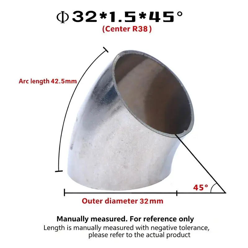 Sanitary Food Grade 45 Degree Weld Elbow 304 Stainless Steel, Polished Butt Weld Pipe Fitting 16-80mm OD Press Fitting Qme A9