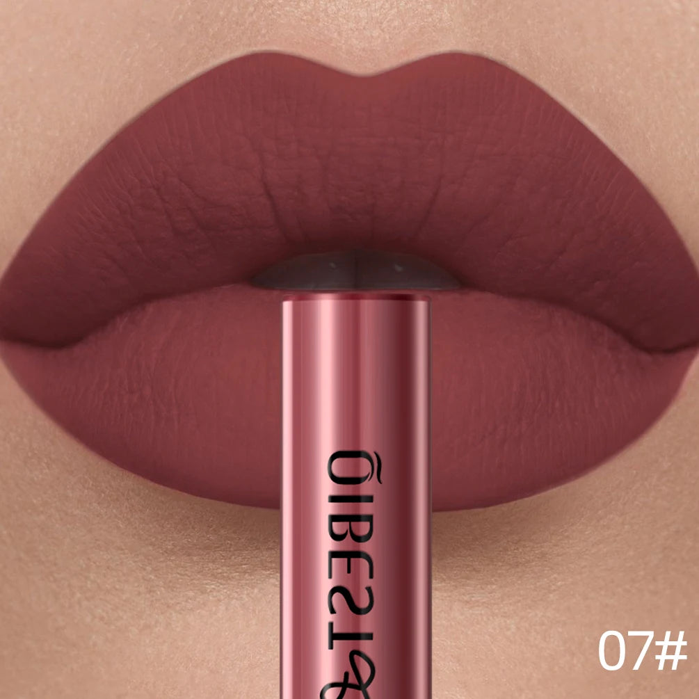QIBEST Liquid Lipstick Waterproof Velvet Nude Matte Sexy Red Lip Gloss Long Lasting Nonstick Lip Stain Makeup 24 Colors Hots Qme 7