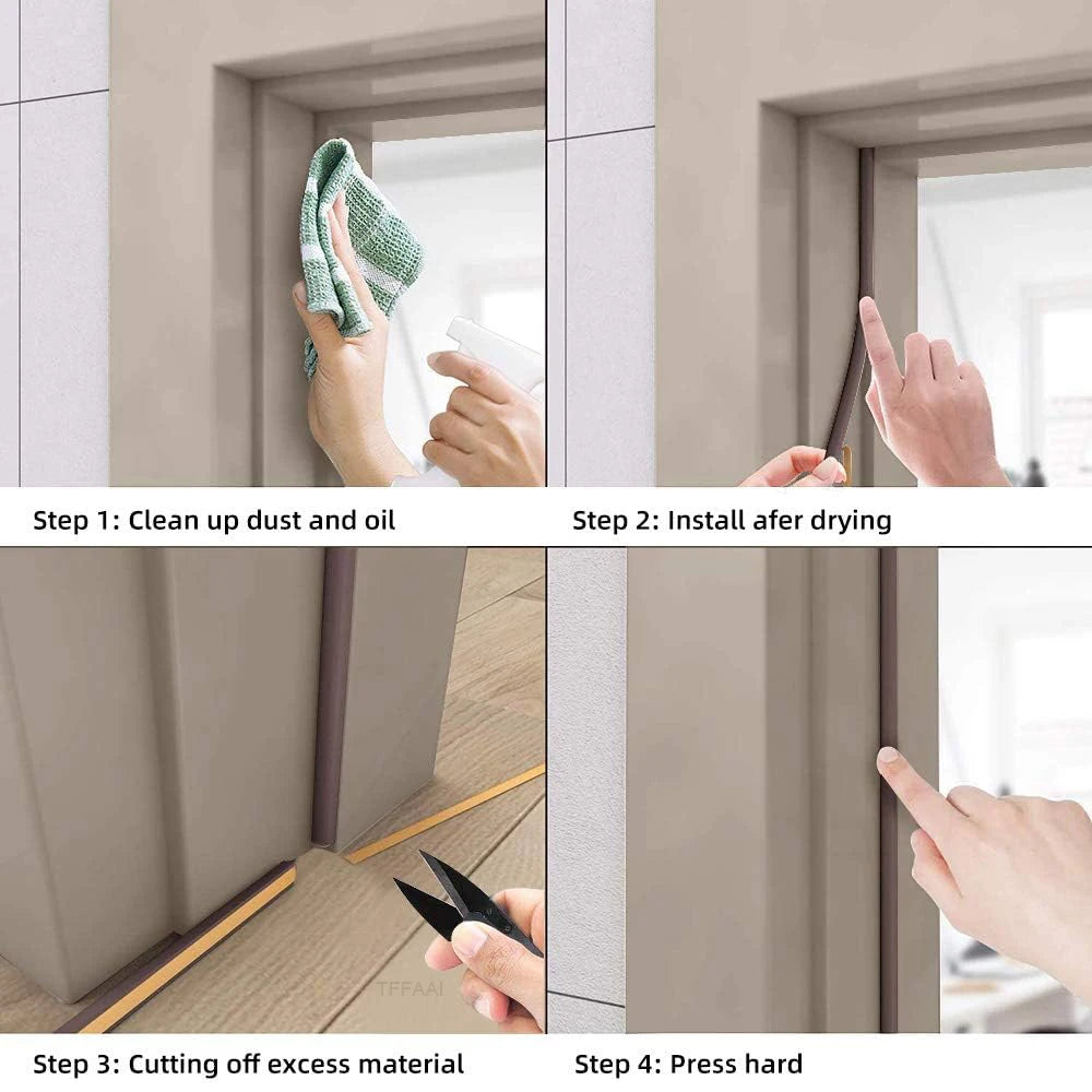 5M/10M Weather Stripping Door Seal Strip DIEP Self-adhesive Draft Stopper Tape Window Insulation Noise Rubber Sealing Strip Qme