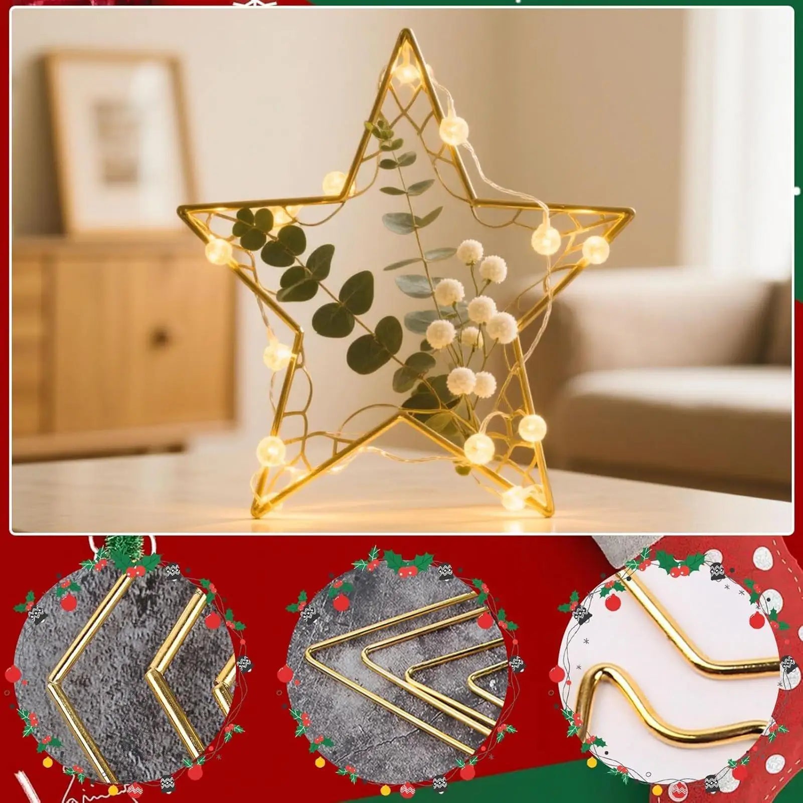 Wire Wreath Frame 6 Pieces Star Shape Decoration Frame Pentagram Macrame Making Rings For Crafts Christmas Wedding Halloween Qme