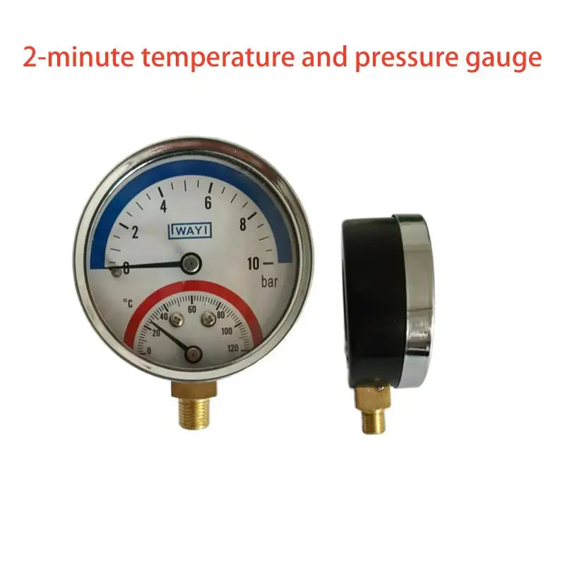 2-In-1 Pressure Gauge And 10 Bar Temperature And Pressure Gauge Temperature 0-120°C Temperature And Pressure Meter Qme A1