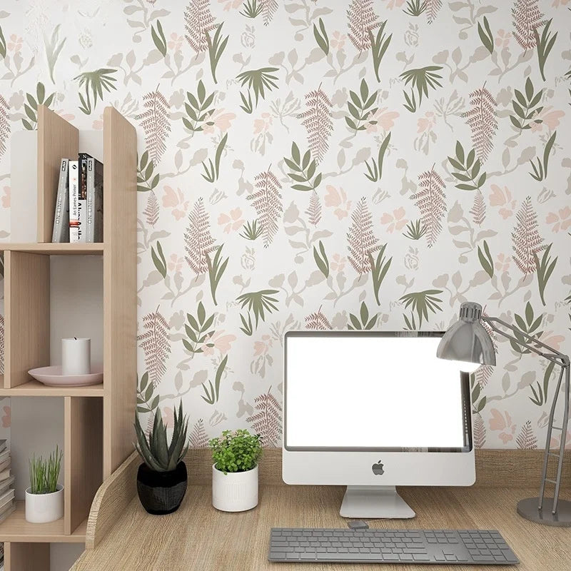Green White Wallpaper Peel Stick Boho Contact Paper Cabinets Leaf Qme Jinyin 1mx44cm