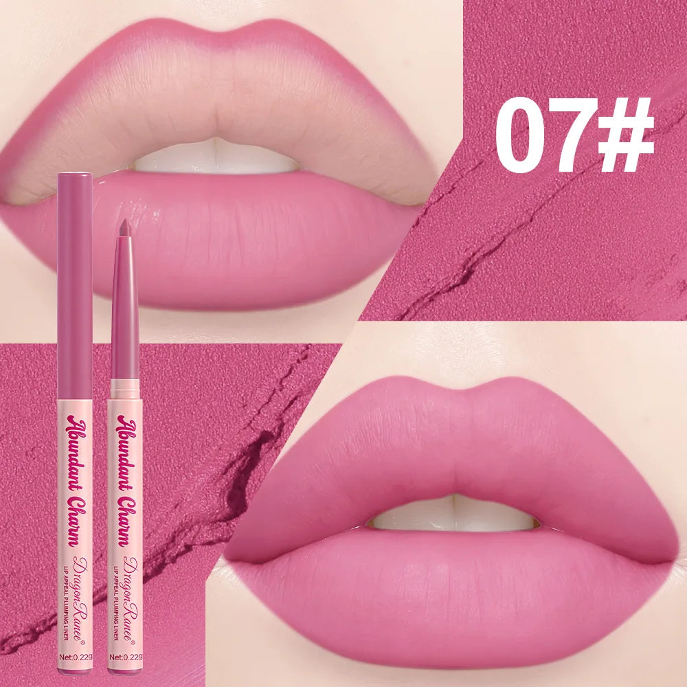 12 Colors Matte Lip Liner Pen Nude Pink Lip Contour Stick Waterproof Long-Lasting Outline Non-Drying Automatic Lipstick Makeup Qme 07