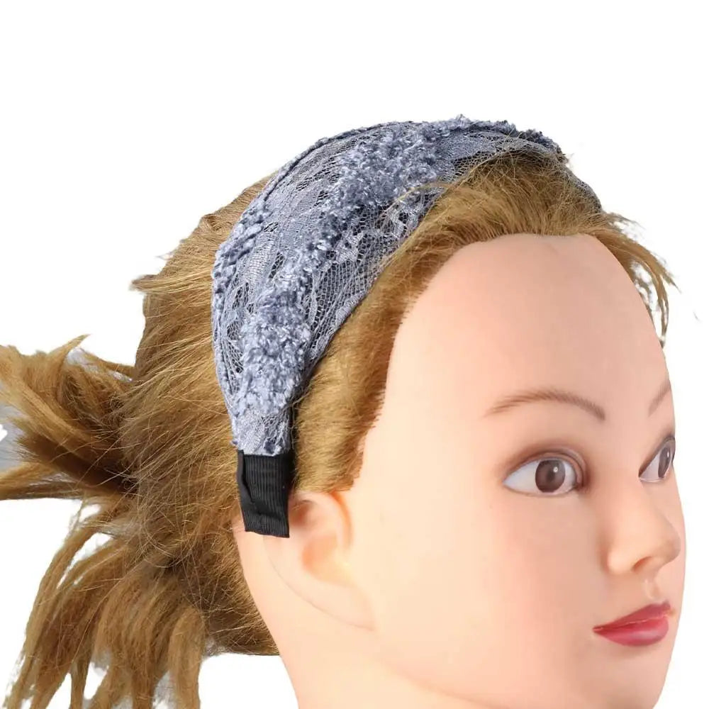 Trendy Retro Wash Face Lace Cloth Wide Edge Headband Female Hair Hoop Qme