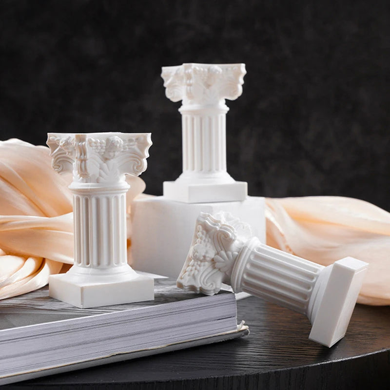Roman Pillar Greek Column Statue Pedestal Candlestick Stand Figurine Sculpture Indoor Home Dinning Room Garden Scenery Decor Qme