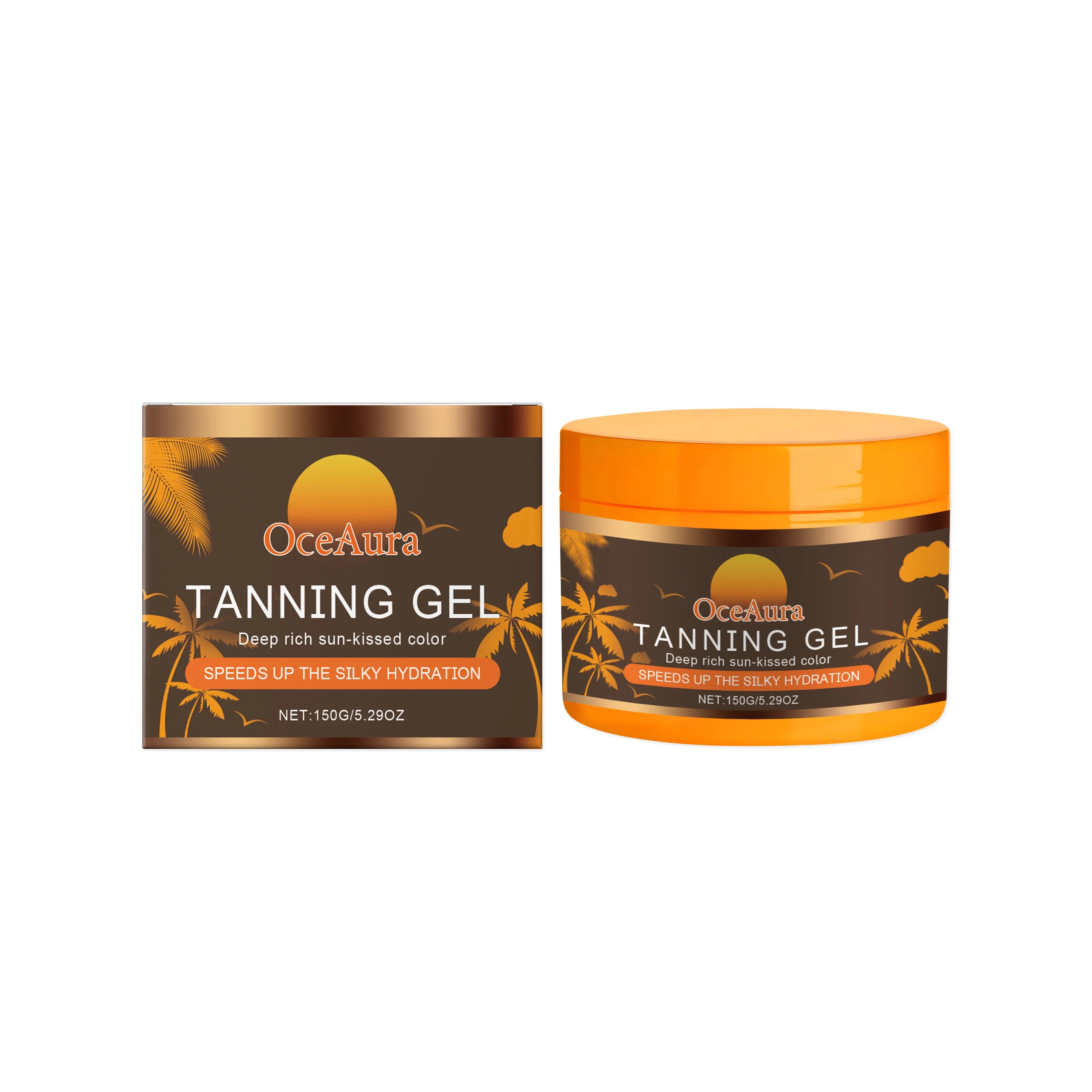 OceAura Intensive Tanning Gel Sun Kissed Accelerator of Tanning Body Bronzer Shimmer UV Protection Sun Tanning Cream Moisturizer Qme 150g Boxed