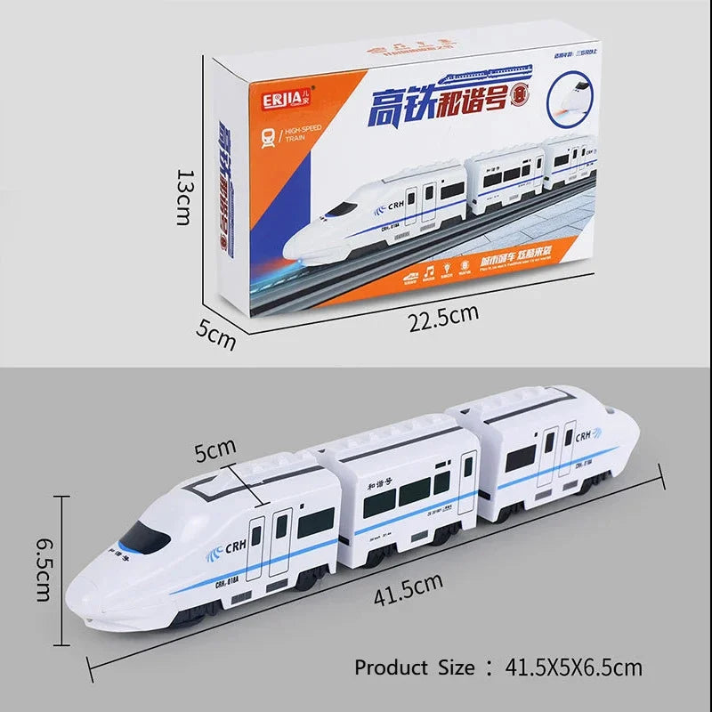 Kids DIY Simulation High Speed Railway Train Toy Car Electric Sound Light Model Train Educational Toys for Boys Girls Gift Qme 3 carriages