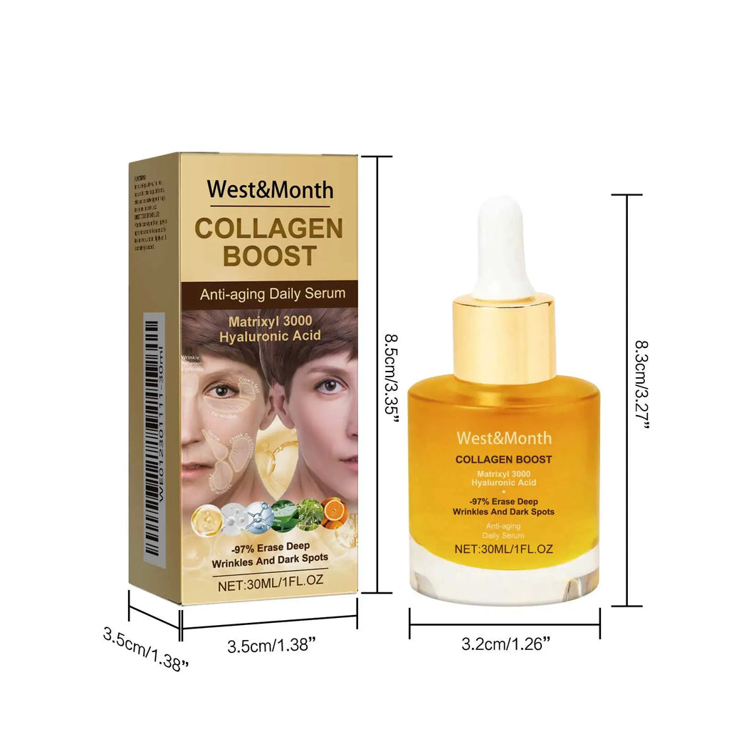 Collagen Face Serum Hydrating Tightening Smoothing Nourishing Brightening Face Skin Fade Fine Lines Anti-Aging Face Essence Qme