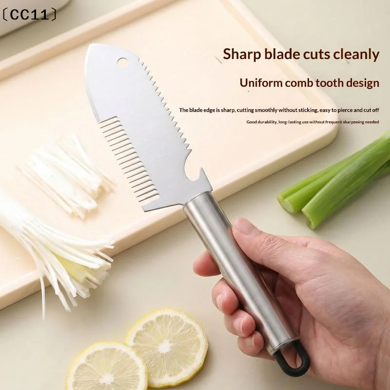 Ergonomic Vegetable Knife Stainless Steel Scallion Slicer Handle Qme