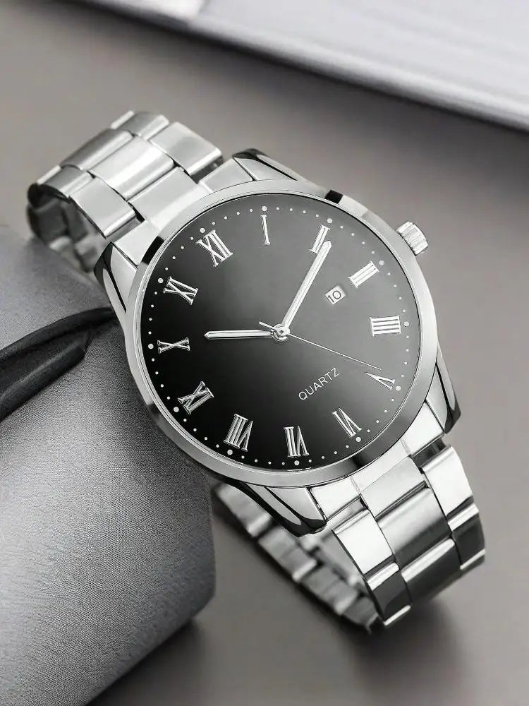 Simple quartz watch for men with a stainless steel strap Qme