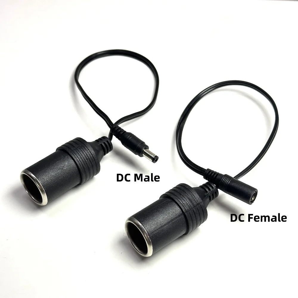 5pcs 12V 24V Car Cigarette Lighter DC 2.1 x 5.5 mm Male/Female Plug Charger Power Cable Universal For Car Truck Bus Qme