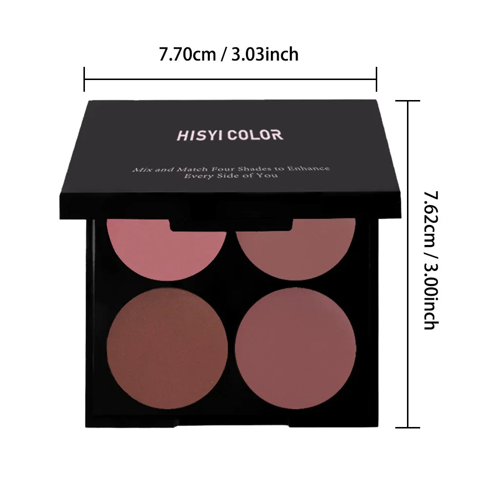 Matte Powder Blush Palette 4 Shades Vibrant Long-lasting Glow Smooth Qme