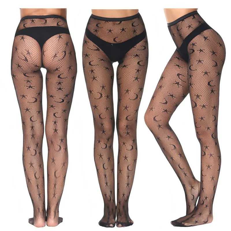 Women Sexy Fish Net Pantyhose Cosplay JK Gothic Fishnet Tights Stars Qme A12 One Size