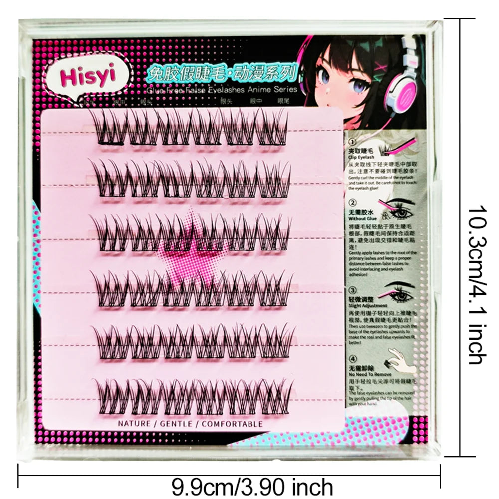 6Pairs Self-adhesive Eyelash No Glue Needed DIY Natural Glam Look Qme