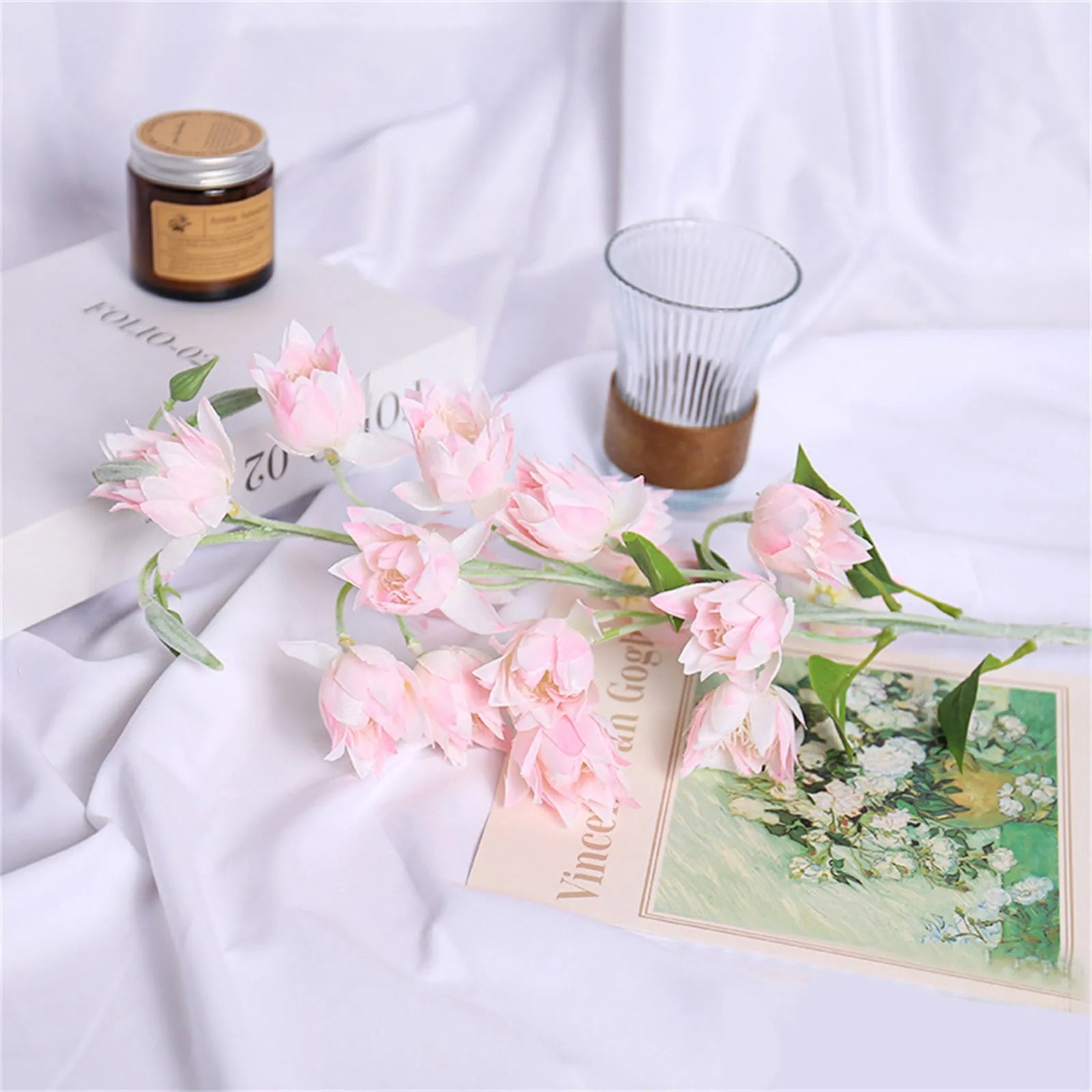 Artificial Flowers with Stem Holiday Party Wedding Decorative Fake Cake Flowers Bouquets Home Decor Mother's Day Festive Gift Qme Pink