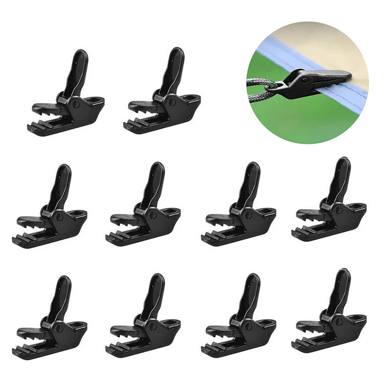 Tarp Clips 10-Pack Black Crocodile Clip Small Outdoor Camping Awning Qme