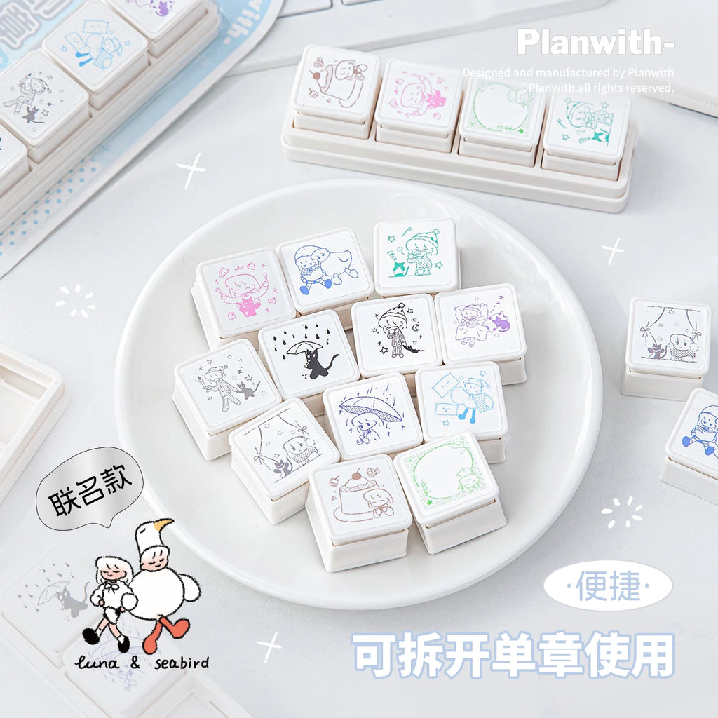 Small Cute Cartoon Coffee Wooden Rubber Stamp for Scrapbooking Planner Decorative Stationery Korean Style Life Seal Qme