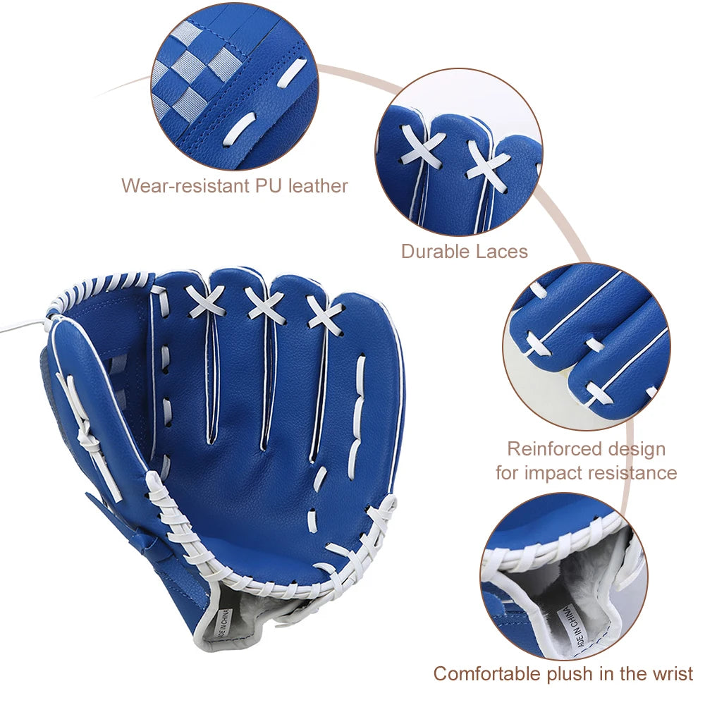 Outdoor Sport Baseball Glove Left Hand Baseball Practice Glove for Kids Youth Adults 10.5/11.5/12.5 Inch Qme