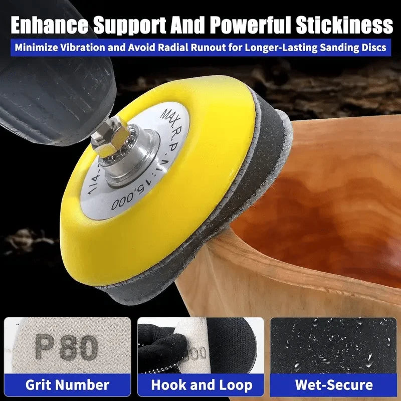 133Pcs sander bit polishing kit sanding accessories, 3 inch wet dry lamp holder repair kit, sandpaper polishing pad with rotatin Qme