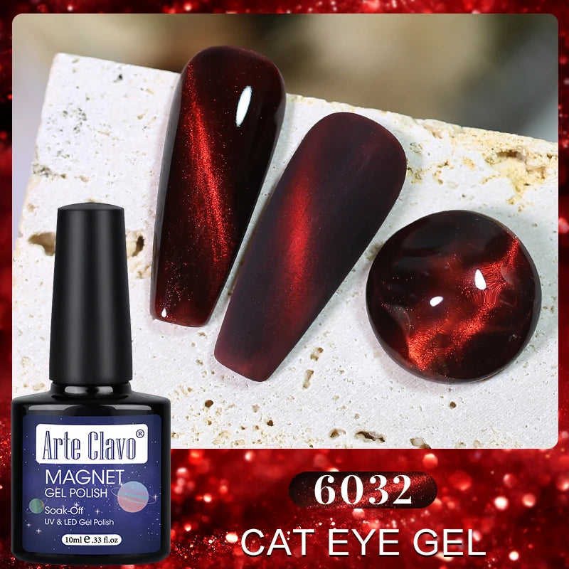 Arte Clavo Cat Eye Magnetic Gel Polish Green Red Semi Permanent Soak Qme