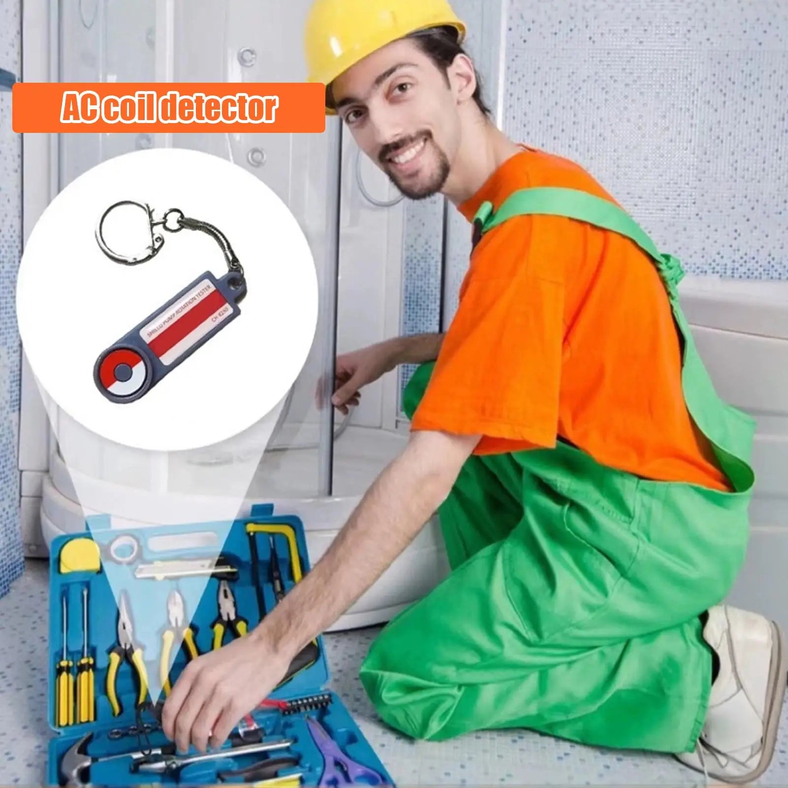 AC Detector AC Air Conditioning Coil Tester Heavy-Duty Key Ring Detection for Home Commercial Equipment Industrial Maintenance Qme