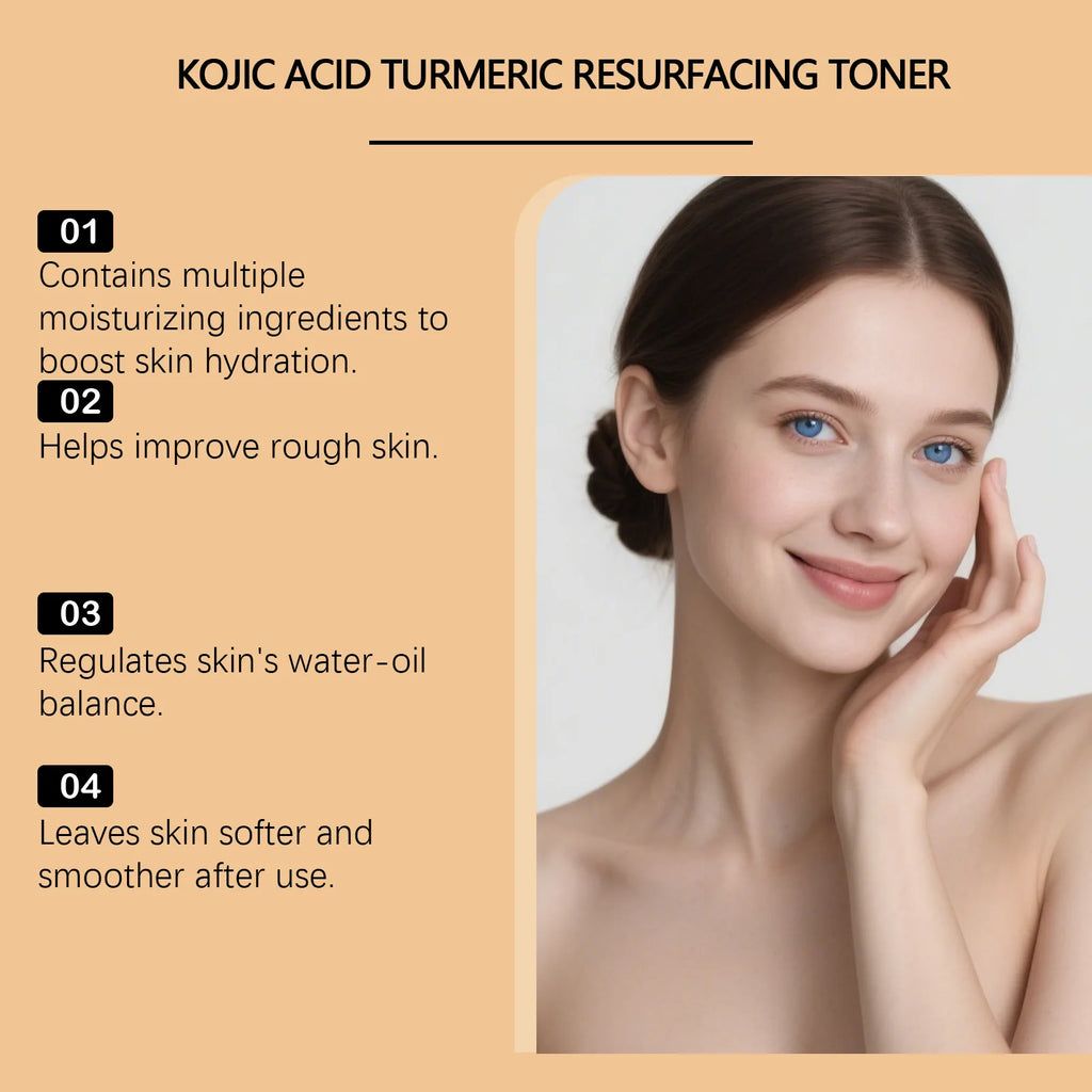 Brightening Kojic Acid Turmeric Toner Soothing Hydrating Pore Minimizing Oil Control Reduce Dullness Refreshing Facial Skin Care Qme