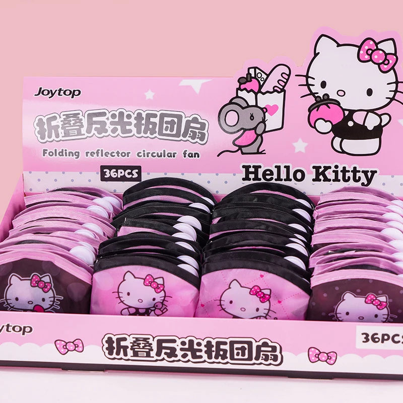 Hello Kitty Folding Reflector Fan Cute Cartoon-Style Portable Selfie Reflector for Students Qme