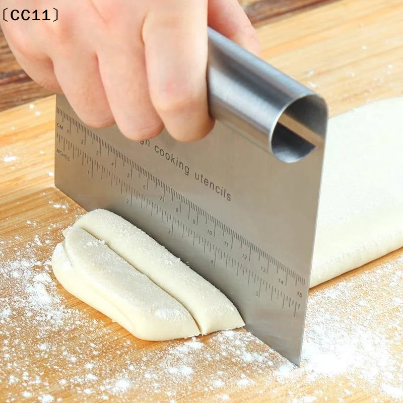 Stainless Steel Dough Pastry Scraper Pizza Cutter Chopper Measuring Qme