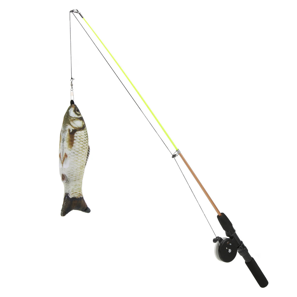 Telescopic Cat Fishing Rod Toy Funny Interactive Cat Wand Stick Flexible Teaser Feather Toy Pull Rod for Indoor Cats Play Qme