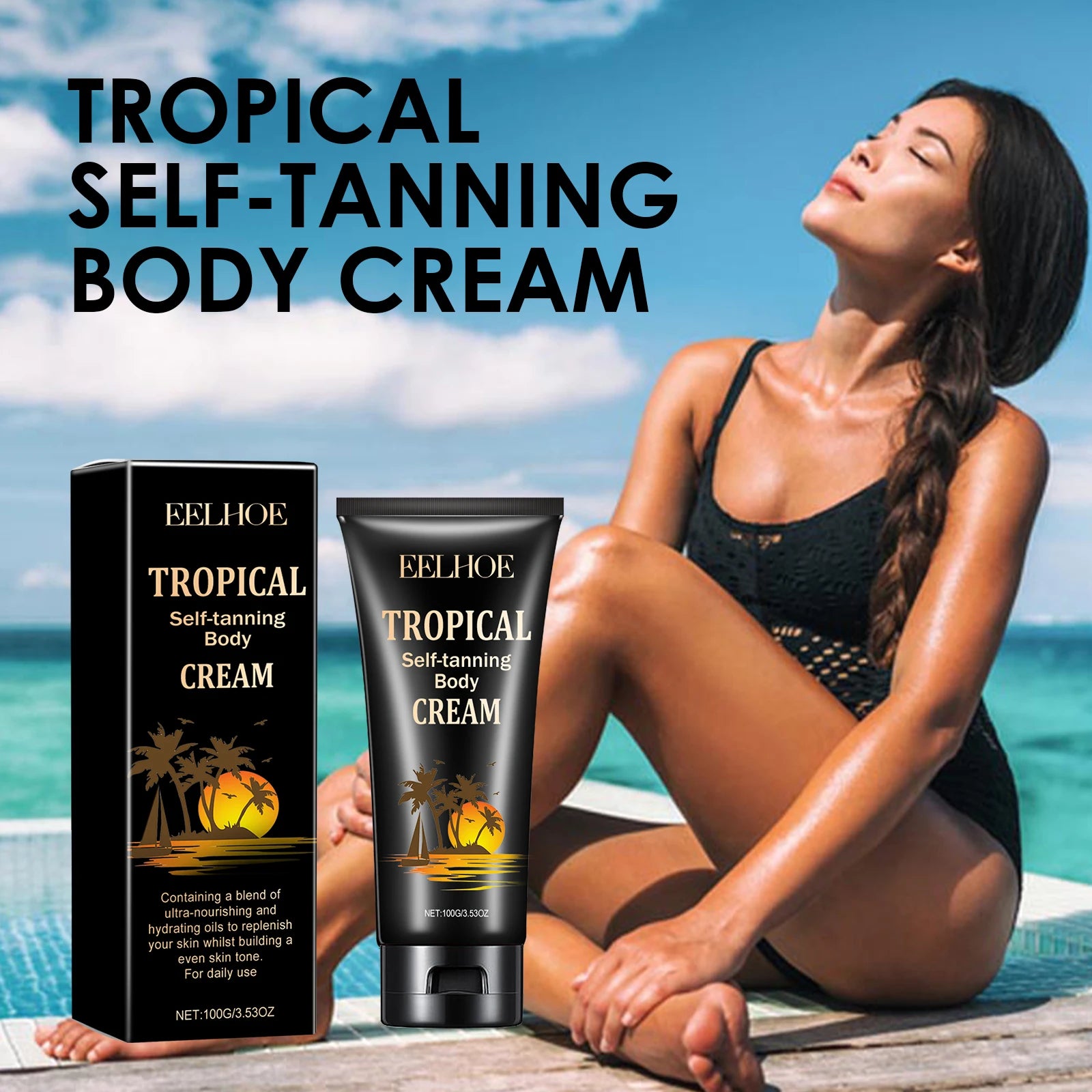 Body Self-Tanning Cream Self Tanner Quick Tanning Accelerator Body Natural Bronzer Dark Wheat Color Moisturizing Fake Tan Cream Qme