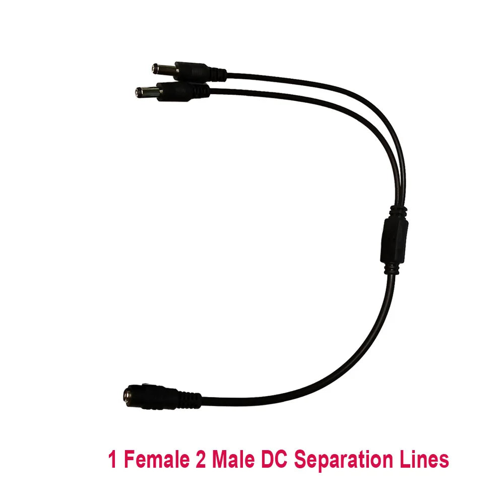 5pcs DC Power Y Splitter Adapter 5.5mmx2.1mm 1 Female to 2/4 Male Wire Plug for Security CCTV Camera Router LED Modem Qme 1 Female 2 male