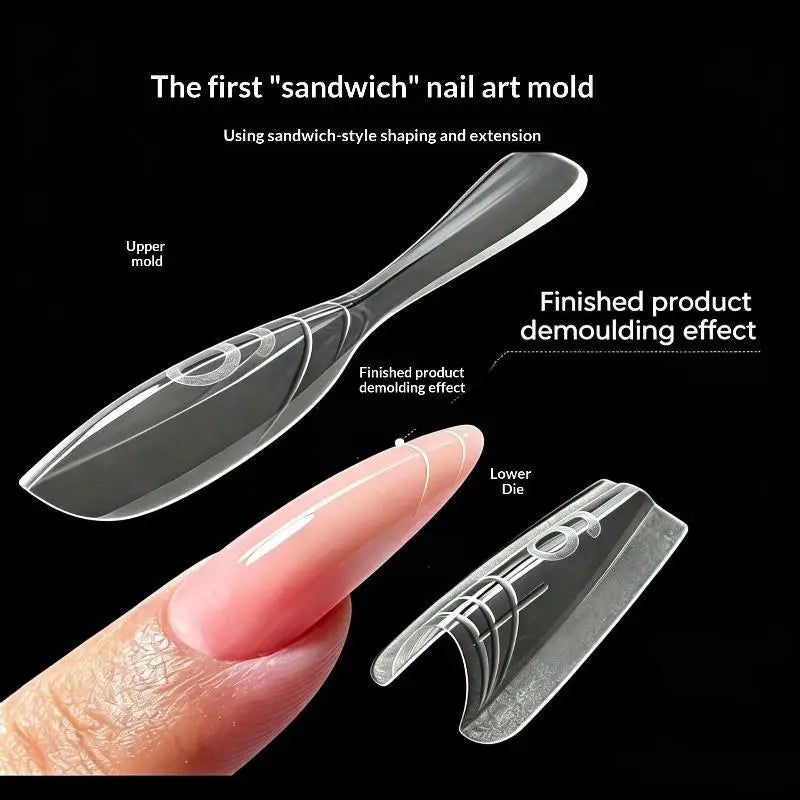 No Paper Needed Sandwich Nail Dual Forms Oval Square Shape Gel Qme
