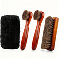 Horsehair Shoe Polish Brushes Applicator Cleaning Leather Shoes Boot Qme 4Pcs