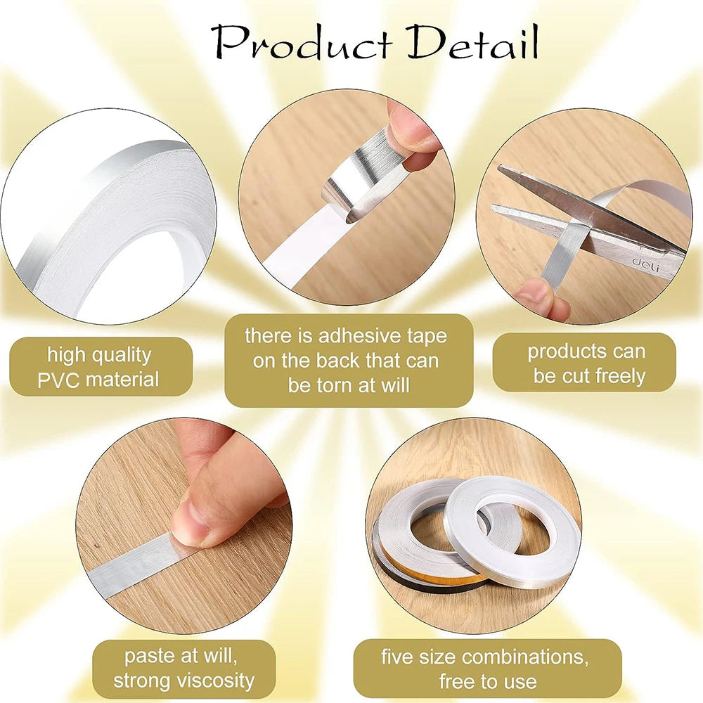 50M Tile Beauty Seam Stickers Tape 0.5/1cm Width Self-Adhesive Floor Waterproof Wall Gap Sealing Foil Decor StripTape for Room Qme