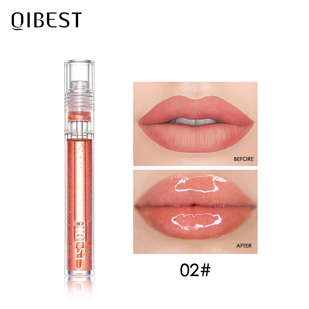 QIBEST Moisturizer Plumper Lip Gloss Lip Tint Natural Nutritious Long-lasting Plumping Lips Balm Cream Care Cosmetics Makeup Qme 02