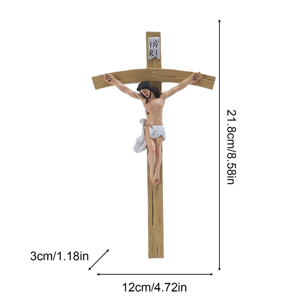 Jesus Crucifix Wall Catholic Classic Hand Painted Resin Christ Decor Qme