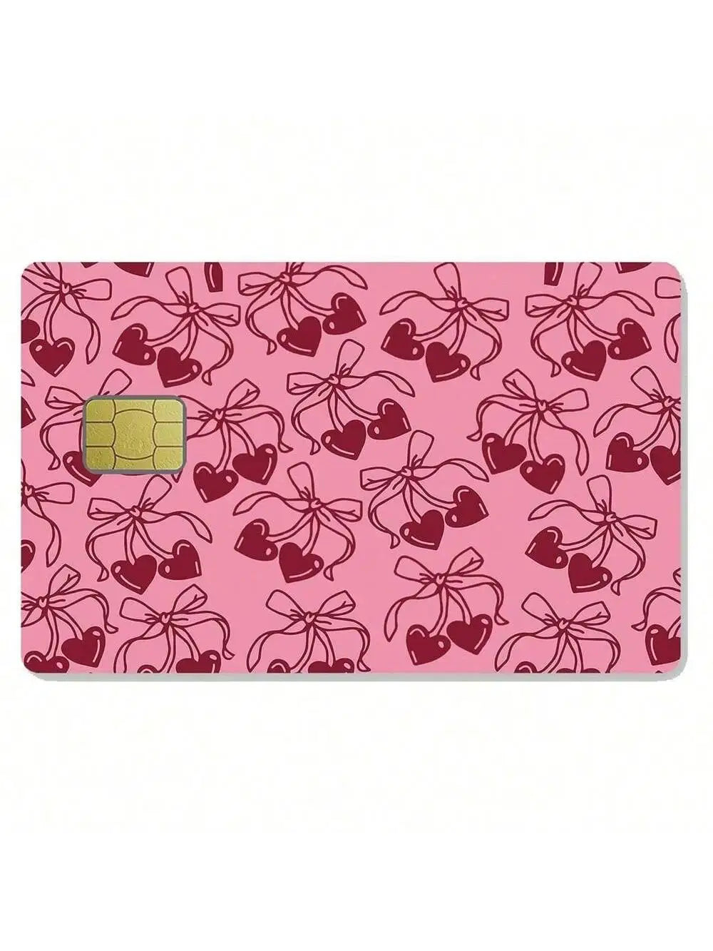 Cherry Bow Small Chip Credit Card Stickers Slim Waterproof Qme