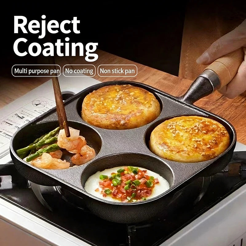 4-Hole Egg Frying Pan Nonstick Cookware Pans Omelet Pot Suitable Gas Qme