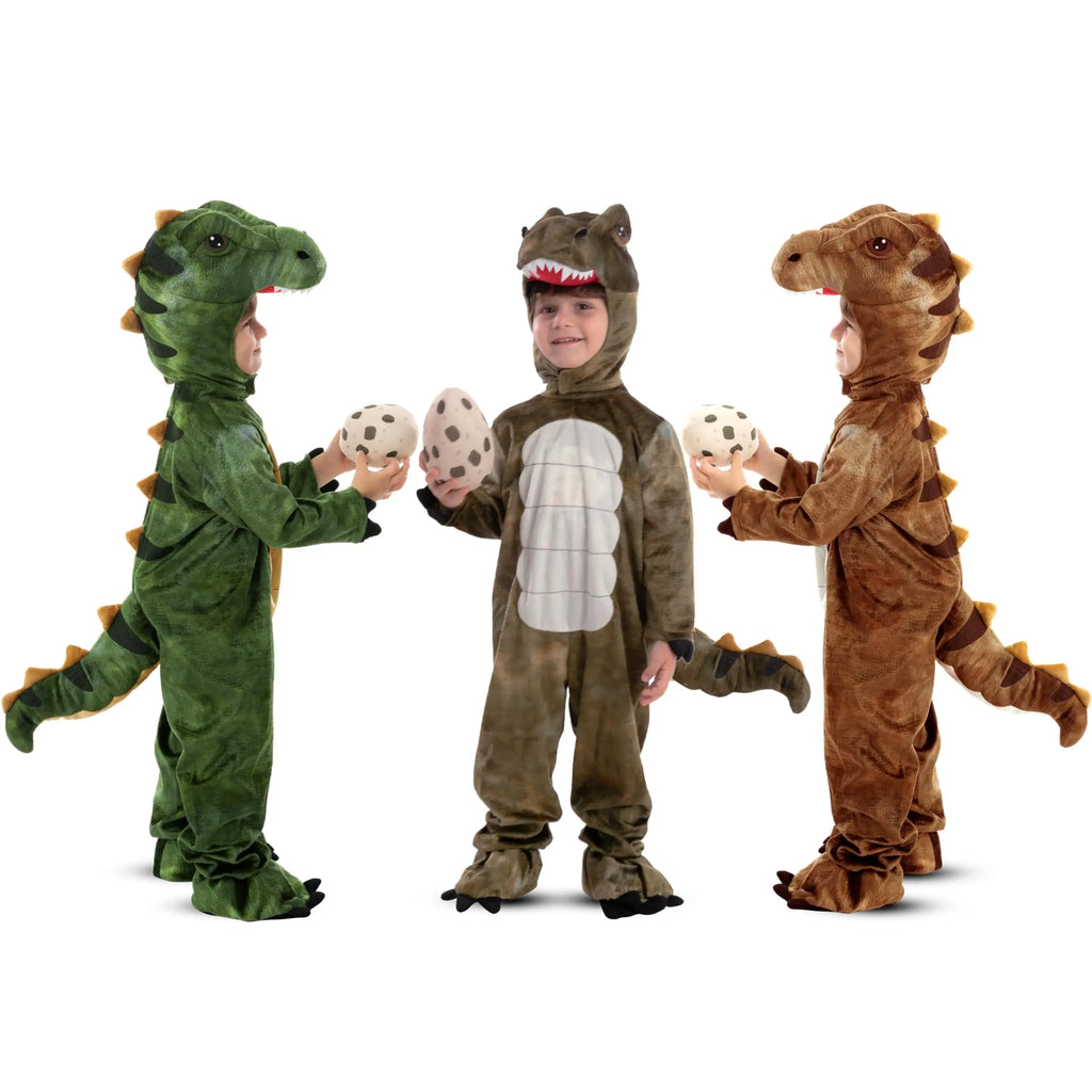 Halloween Realistic T-rex Costume Outfit Dinosaur Jumpsuit with Egg for Boys Girls Cosplay Costume Dress-up Party Qme