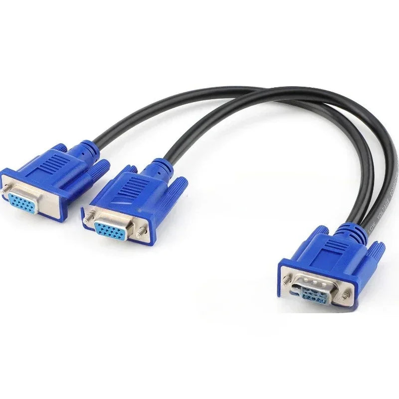 3pcs VGA Splitter Cable 1 Computer To Dual 2 Monitor Adapter Y Splitter Male To Female VGA Wire Cord for PC Laptop Adapters Qme