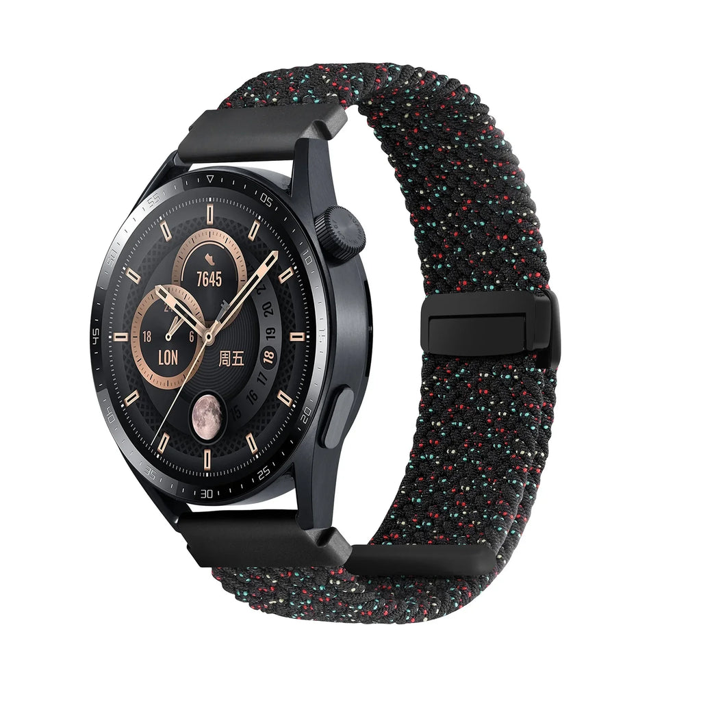 A Adjustable Nylon Braided Watch Strap with Folding Buckle Magnetic Wristband for Samsung Watch 5 6 7 Huawei GT5 GT6 Qme