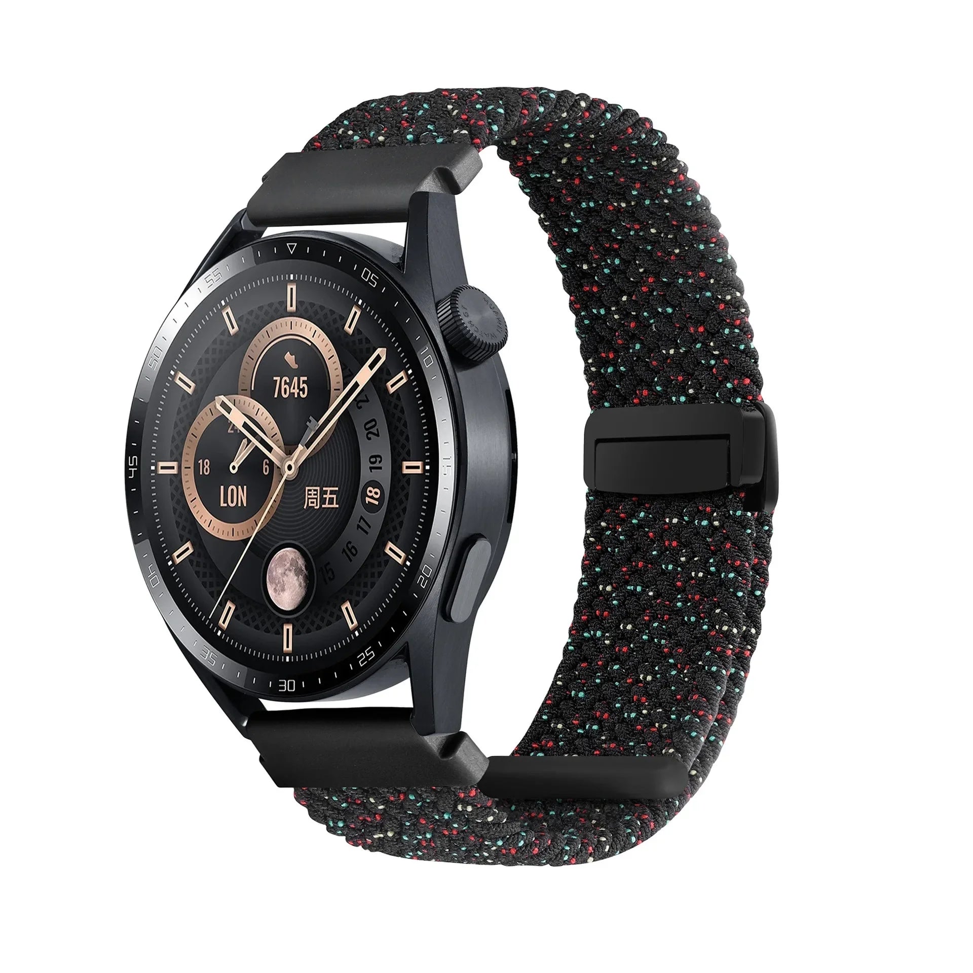 A Adjustable Nylon Braided Watch Strap with Folding Buckle Magnetic Wristband for Samsung Watch 5 6 7 Huawei GT5 GT6 Qme